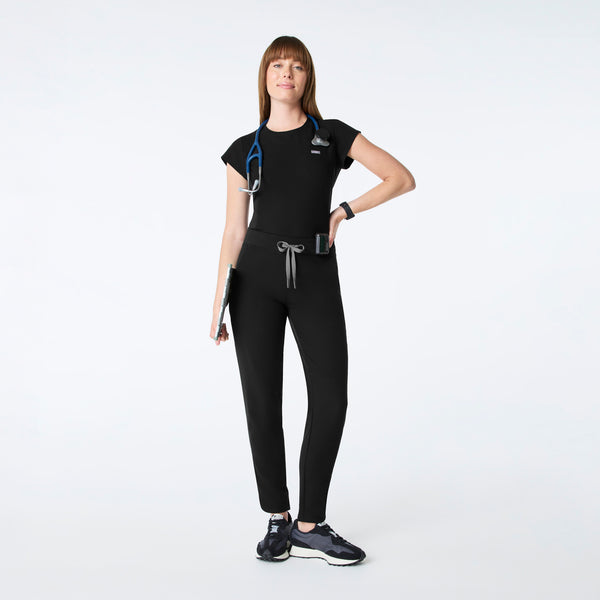 women's Black Michele Slim Tapered - Petite Scrub Pant