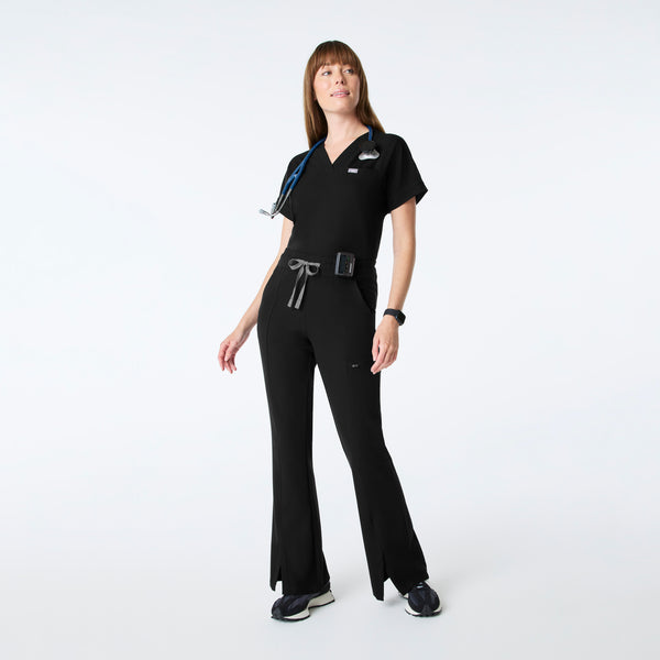 women's Black High Waisted Montal Flare - Tall Scrub Pant
