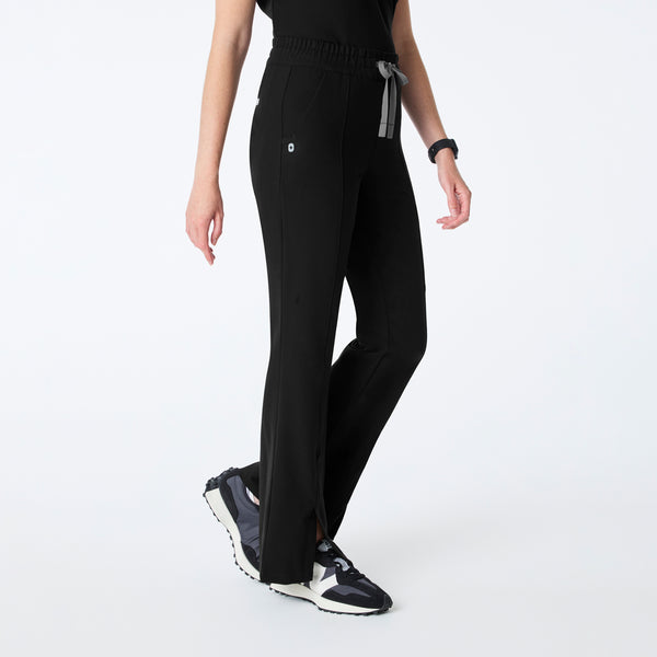 women's Black High Waisted Montal Flare - Petite Scrub Pant