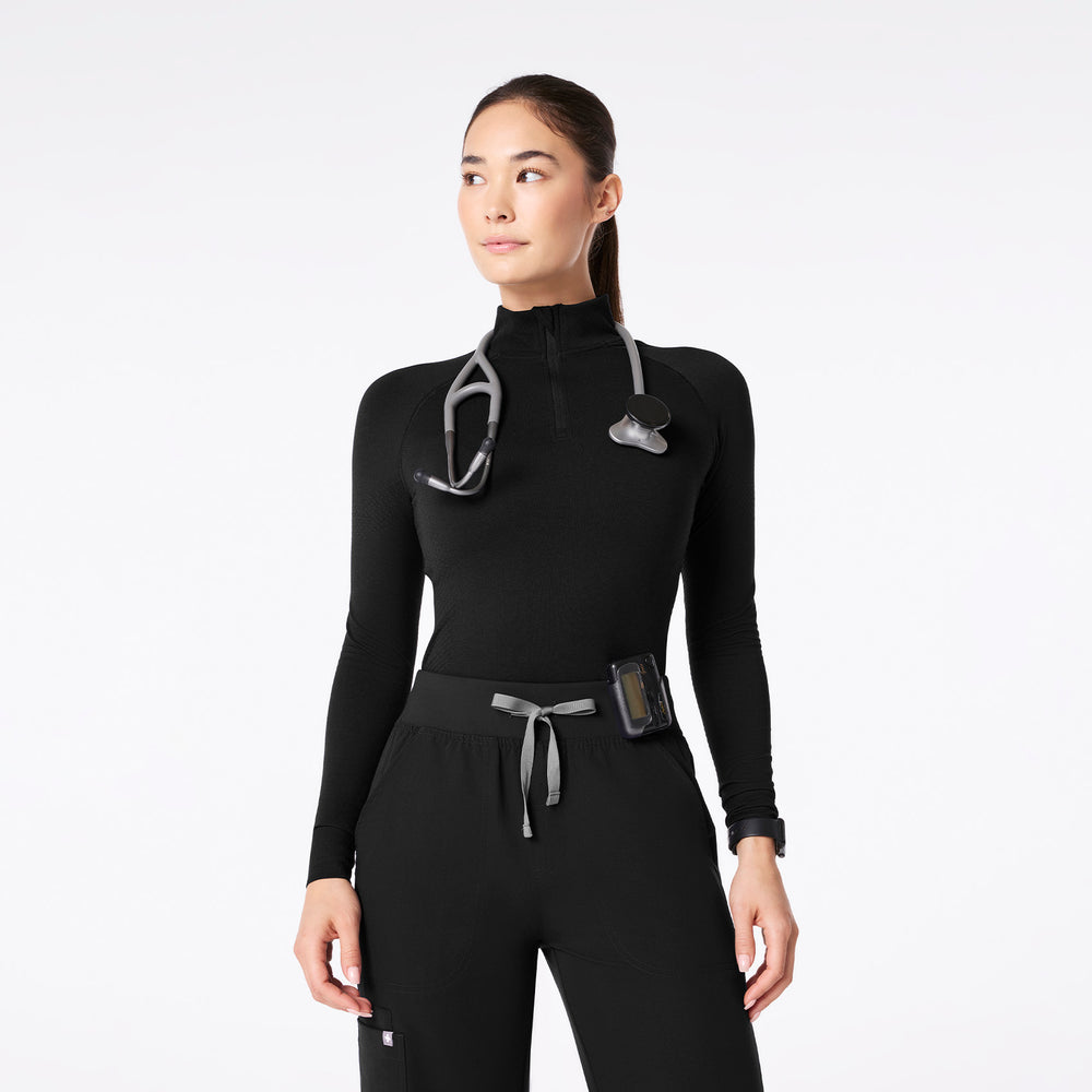 women's Black Salta Seamless - ¼  Zip