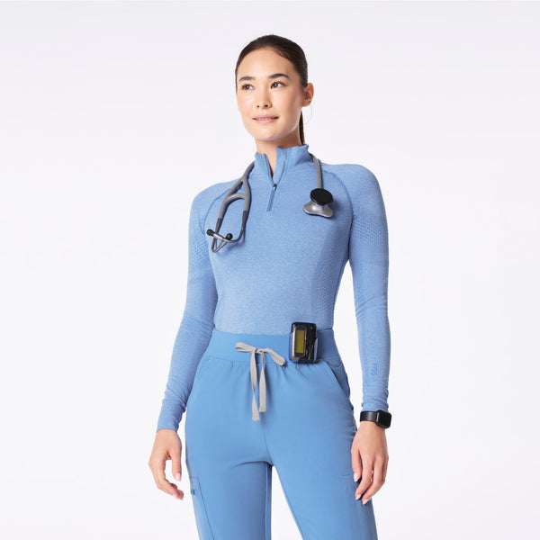 women's Ceil Blue Salta Seamless ¼ Zip - Longsleeve Underscrub