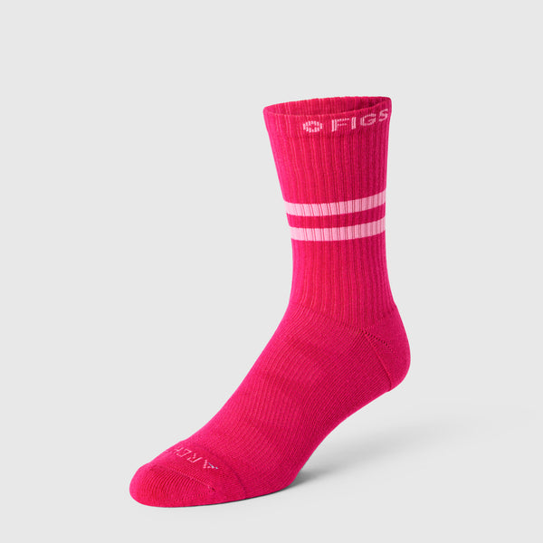 unisex F'ing Pink Stripe FIGS | ArchTek® 15-20 mmHg - Crew Compression Socks
