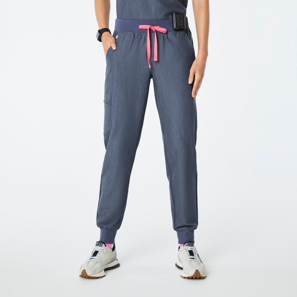 women's Heather Denim High Waisted Zamora - Petite Jogger Scrub Pant™