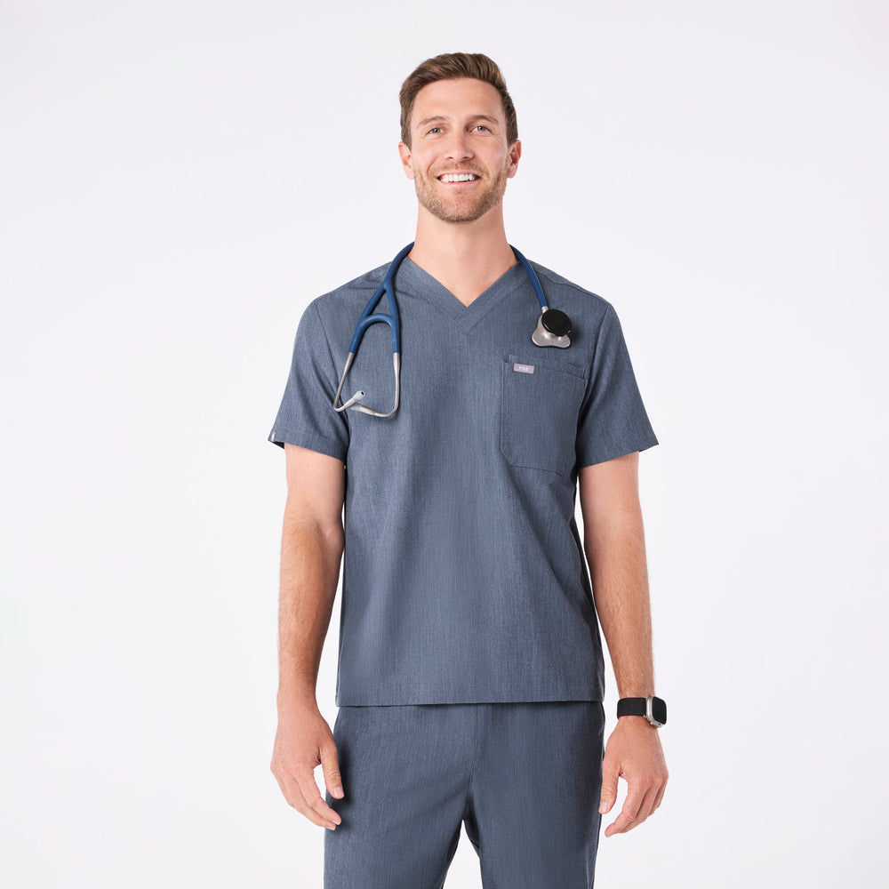 men's Heather Denim Leon - Three-Pocket Scrub Top™