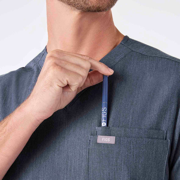 men's Heather Denim Leon - Three-Pocket Scrub Top™