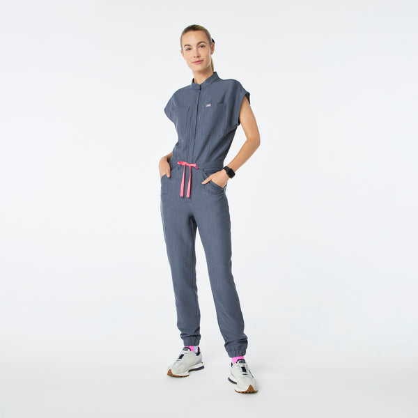 women's Heather Denim Rafaela Cargo Jogger - Petite ScrubJumpsuit™