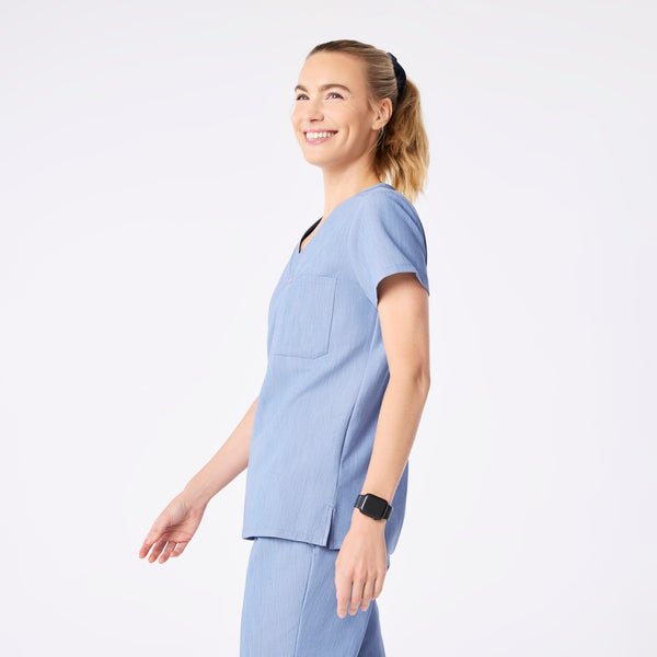women's Heather Indigo Catarina Petite - One-Pocket Scrub Top™