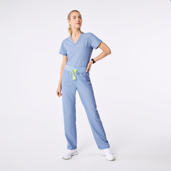 women's Heather Indigo High Waisted Livingston - Petite Basic Scrub Pant™