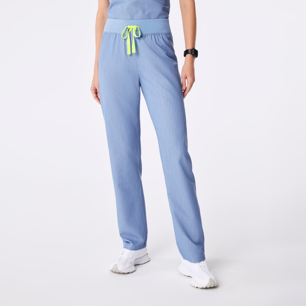 women's Heather Indigo High Waisted Livingston - Petite Basic Scrub Pant™