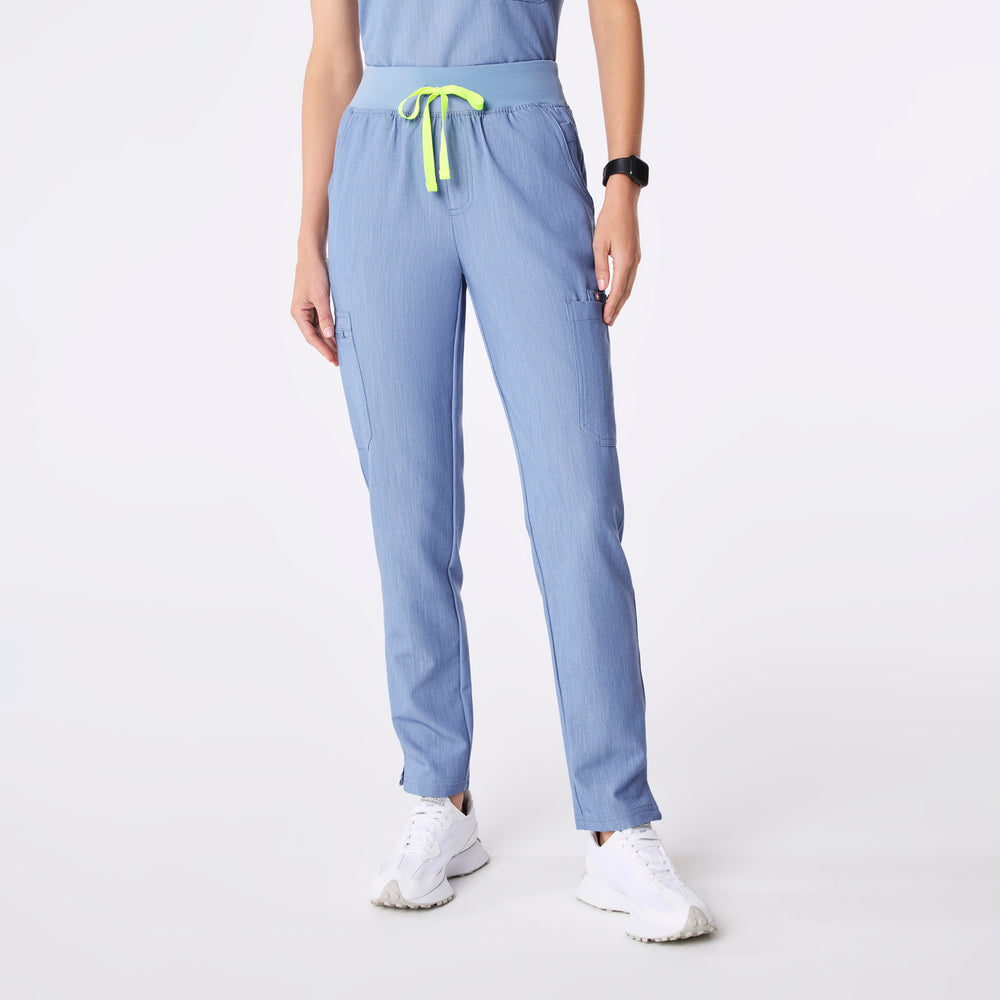 women's Heather Indigo High Waisted Yola - Petite Skinny Scrub Pant™