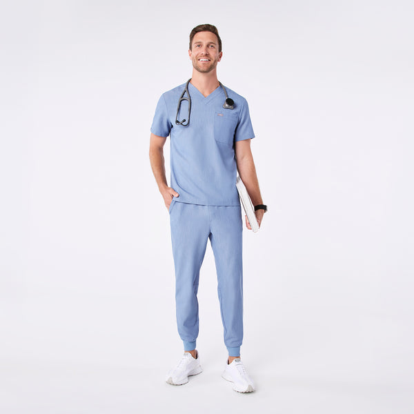 men's Heather Indigo Leon - Three-Pocket Scrub Top™