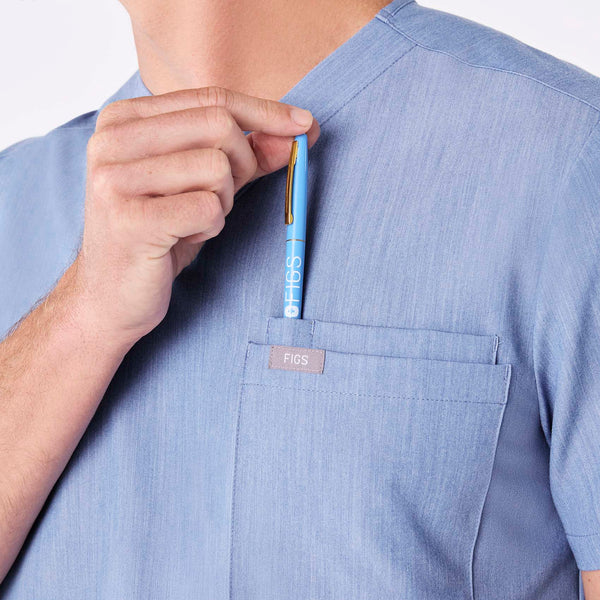 men's Heather Indigo Leon - Three-Pocket Scrub Top™