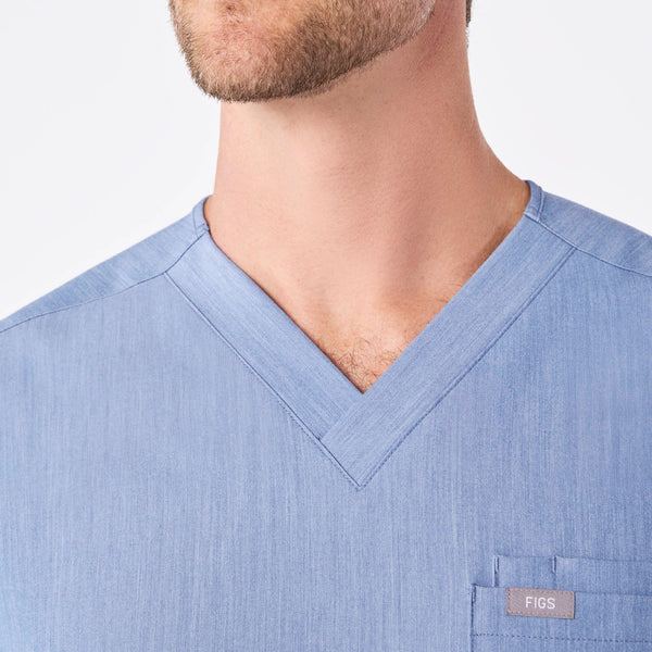men's Heather Indigo Leon - Three-Pocket Scrub Top™