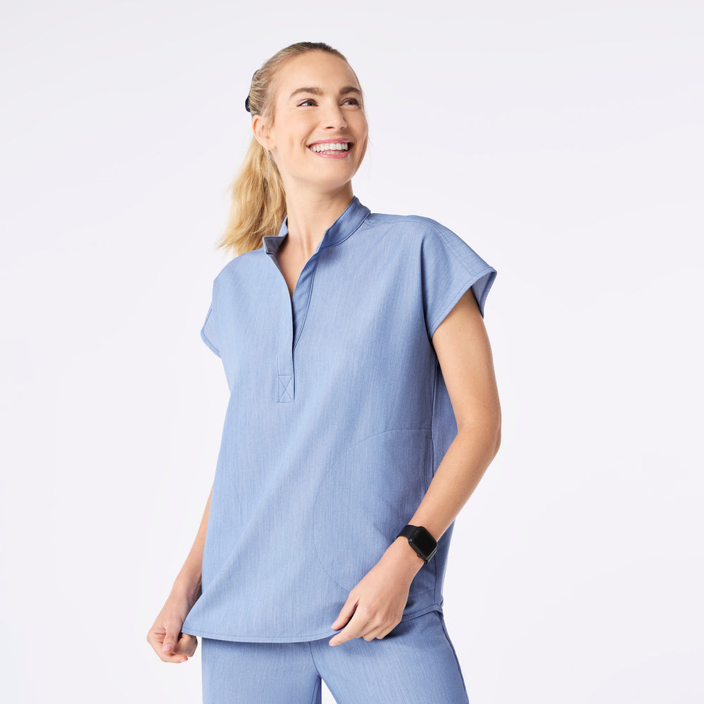 women's Heather Indigo Rafaela - Oversized Scrub Top™