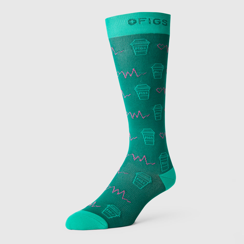 men's Hunter Green Coffee Icon Drawings - Compression Socks