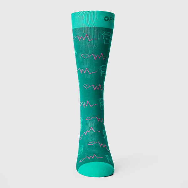 men's Hunter Green Coffee Icon Drawings - Compression Socks