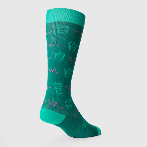men's Hunter Green Coffee Icon Drawings - Compression Socks
