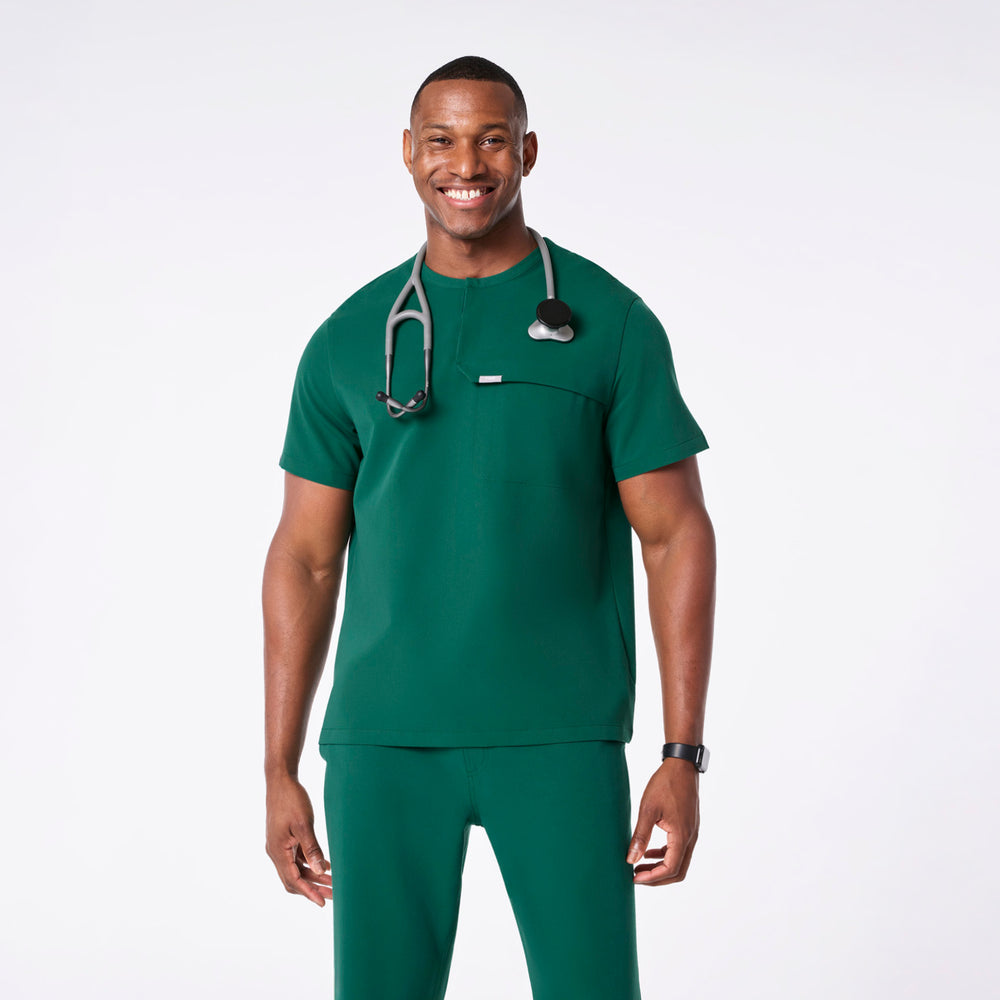men's Hunter Green Corfield - Henley Scrub Top