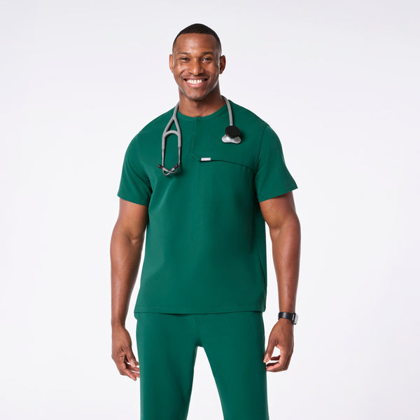 men's Hunter Green Corfield - Henley Scrub Top