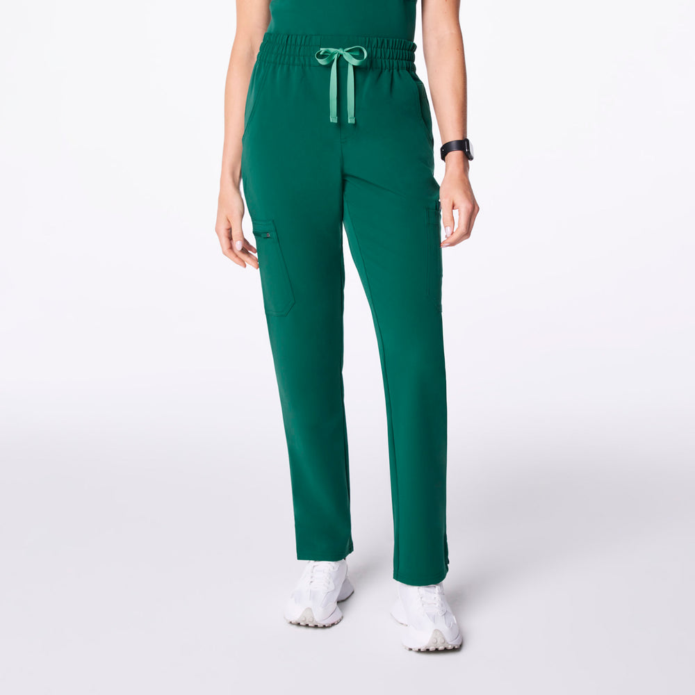 women's Hunter Green High Waisted Dowa - Petite Scrub Pants