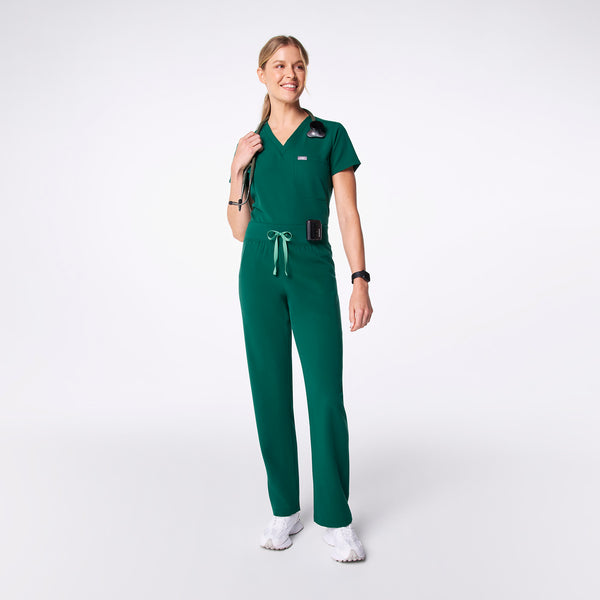 women's Hunter Green High Waisted Livingston - Petite Basic Scrub Pant™