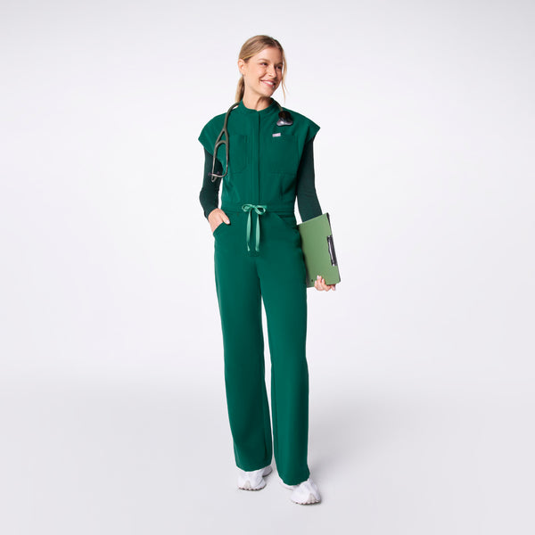 women's Hunter Green Rafaela Wide Leg - Tall ScrubJumpsuit™