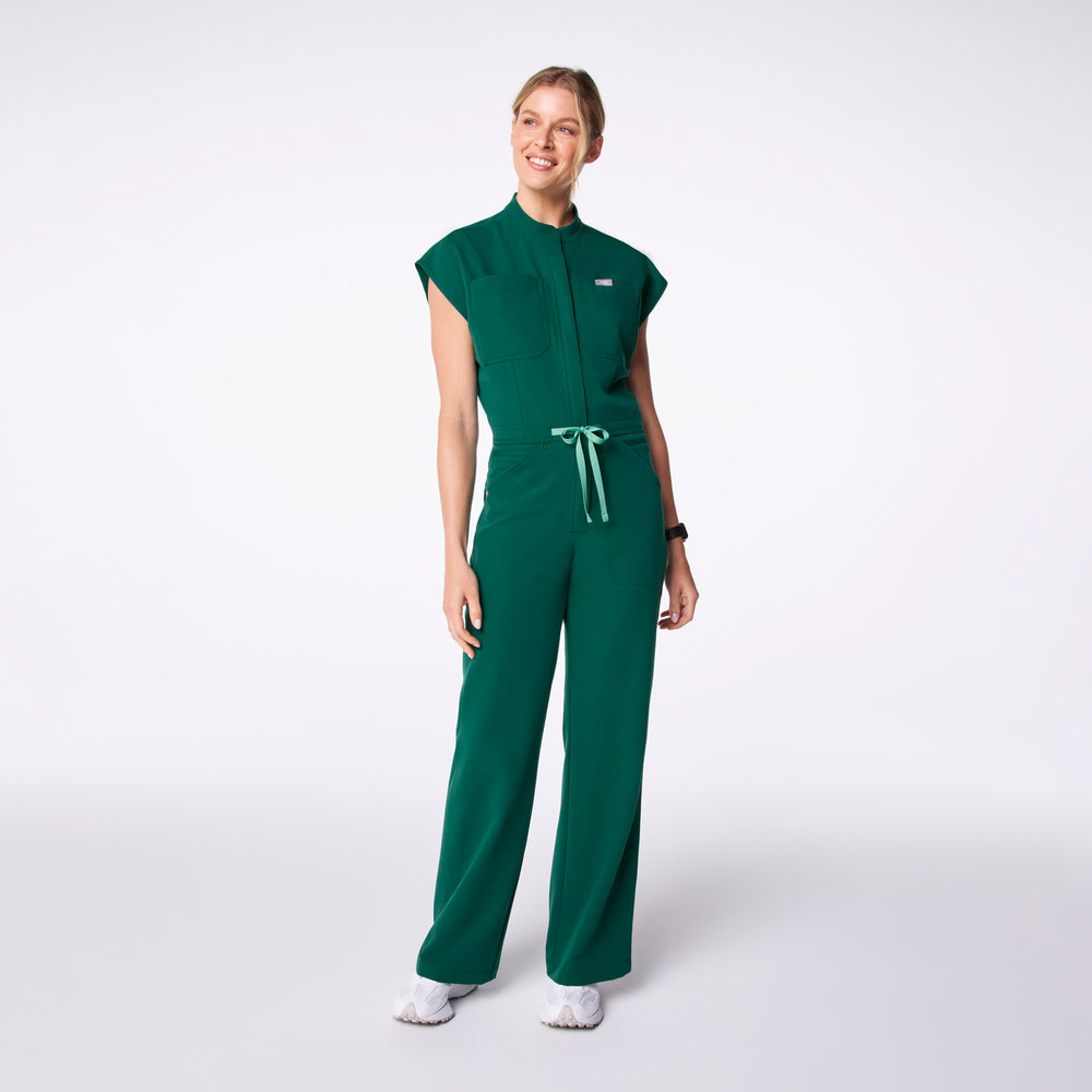 women's Hunter Green Rafaela Wide Leg - ScrubJumpsuit™