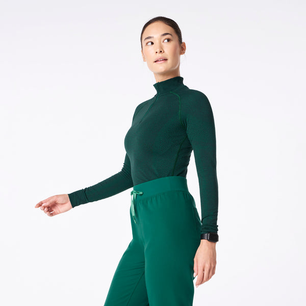 women's Hunter Green Salta Seamless ¼ Zip - Longsleeve Underscrub
