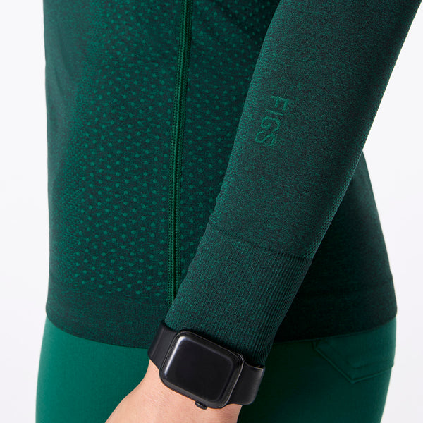 women's Hunter Green Salta Seamless ¼ Zip - Longsleeve Underscrub