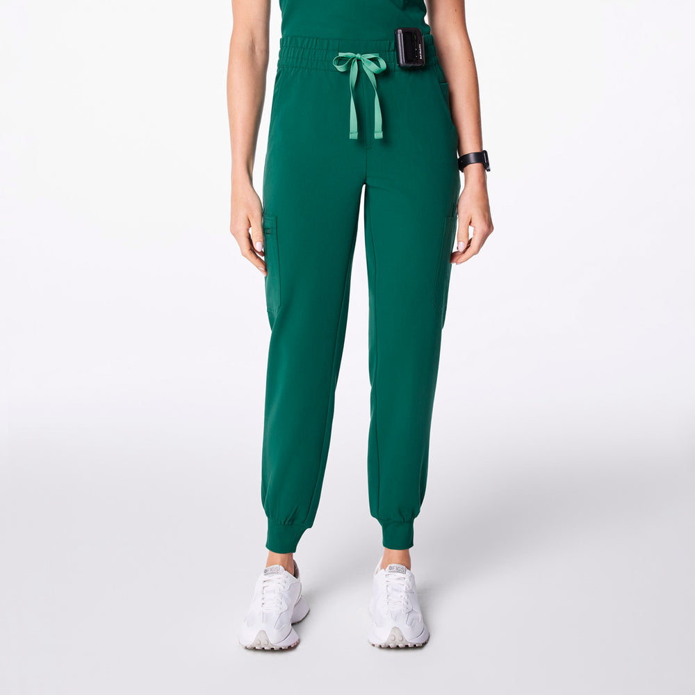 women's Hunter Green High Waisted Uman Relaxed - Jogger Scrub Pant