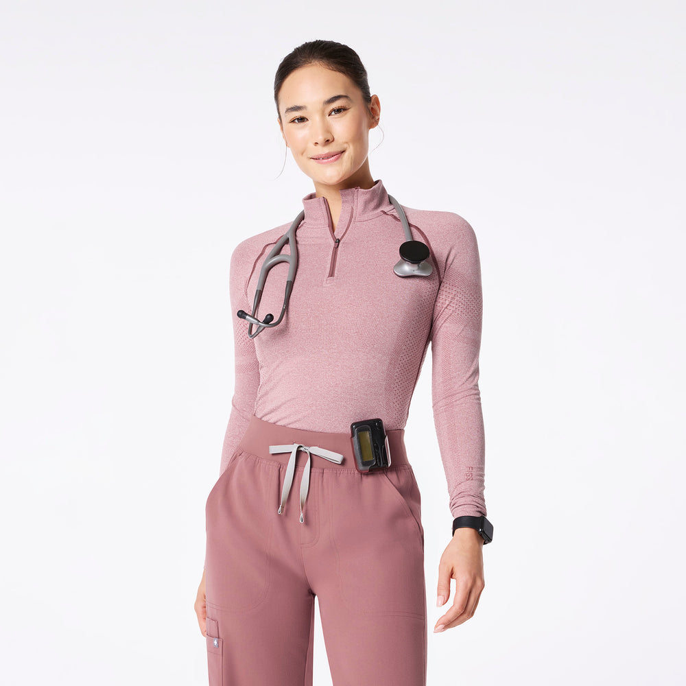women's Mauve Salta Seamless ¼ Zip - Longsleeve Underscrub