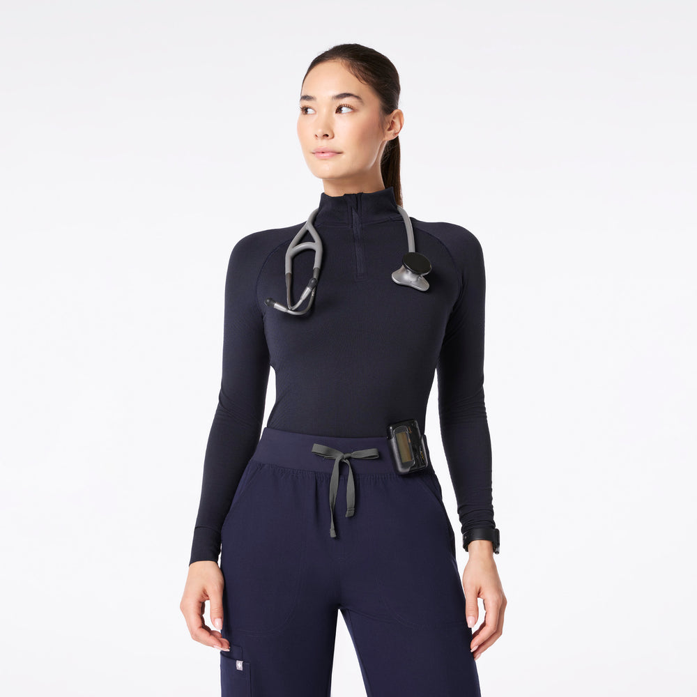 women's Navy Salta Seamless ¼ Zip - Longsleeve Underscrub