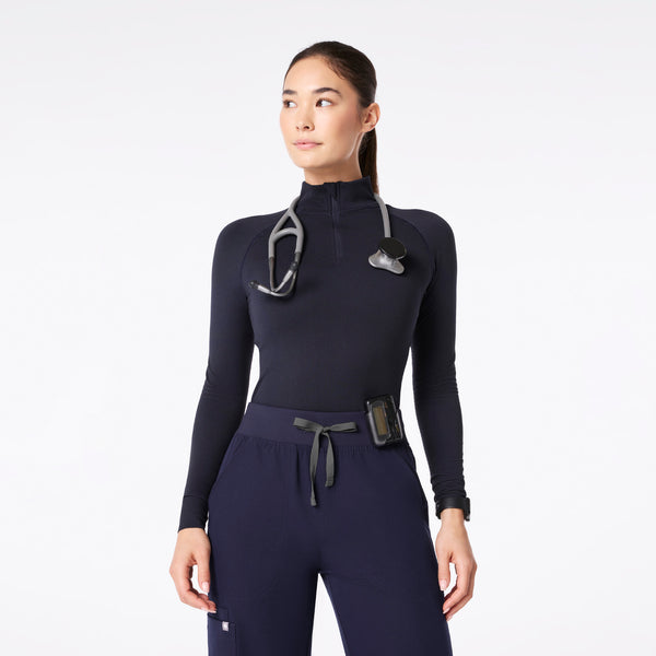 women's Navy Salta Seamless ¼ Zip - Longsleeve Underscrub