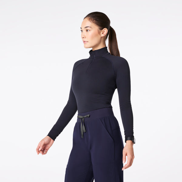 women's Navy Salta Seamless ¼ Zip - Longsleeve Underscrub