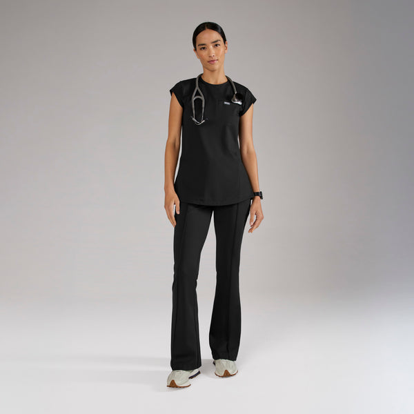 women's Black Alma FORMx Slim Crewneck Tunic - Scrub Top™