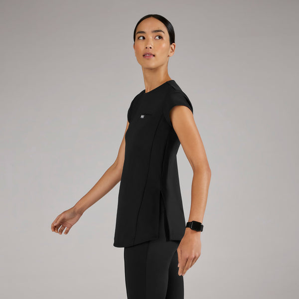 women's Black Alma FORMx Slim Crewneck Tunic - Scrub Top™