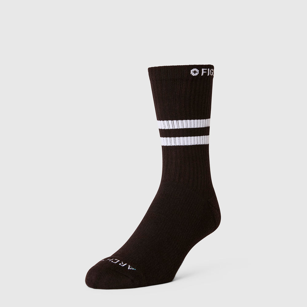 unisex Black Stripe FIGS | ArchTek® 15-20 mmHg - Crew Compression Socks