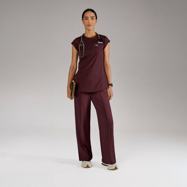 women's Burgundy Alma FORMx Slim Crewneck Tunic - Scrub Top™