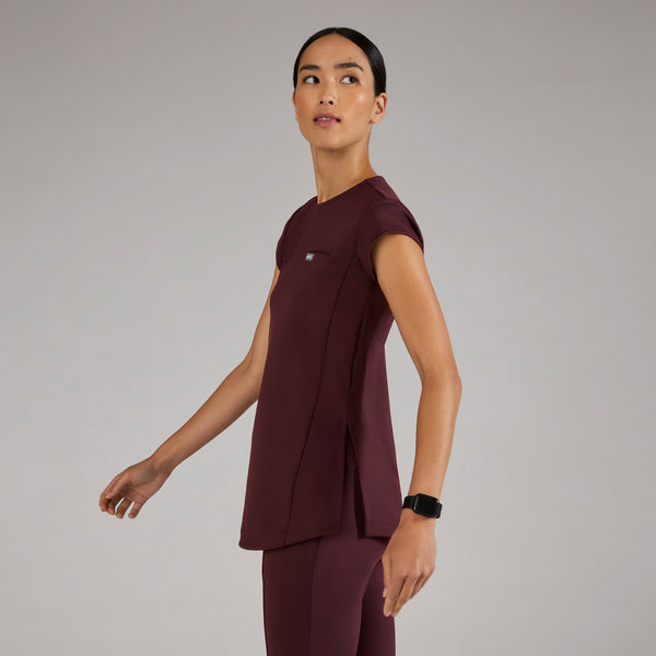 women's Burgundy Alma FORMx Slim Crewneck Tunic - Scrub Top™
