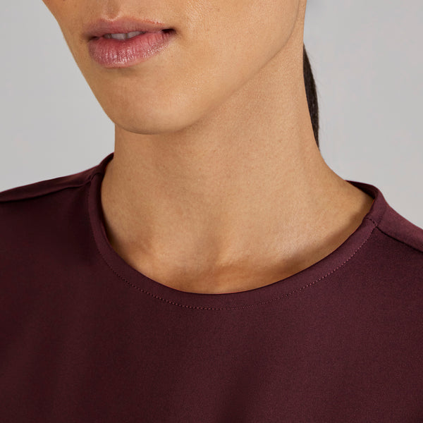 women's Burgundy Alma FORMx Slim Crewneck Tunic - Scrub Top™