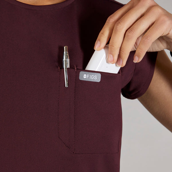 women's Burgundy Alma FORMx Slim Crewneck Tunic - Scrub Top™