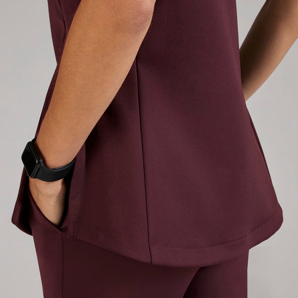 women's Burgundy Alma FORMx Slim Crewneck Tunic - Scrub Top™