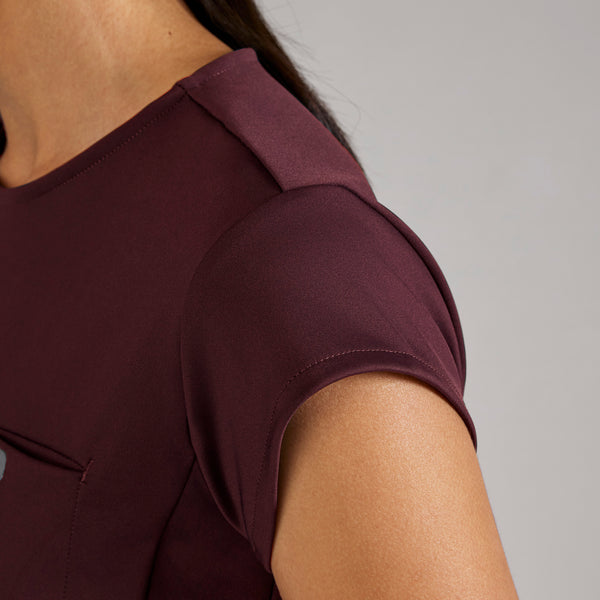 women's Burgundy Alma FORMx Slim Crewneck Tunic - Scrub Top™