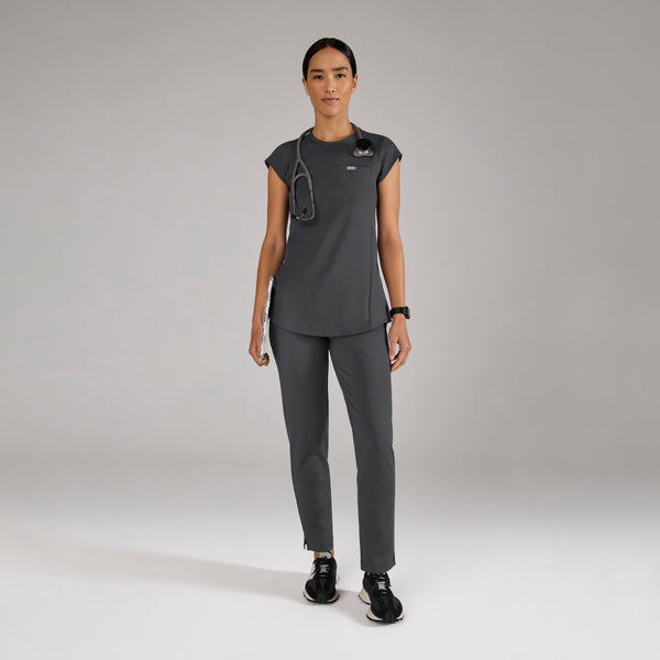 women's Charcoal Alma FORMx Slim Crewneck Tunic - Scrub Top™