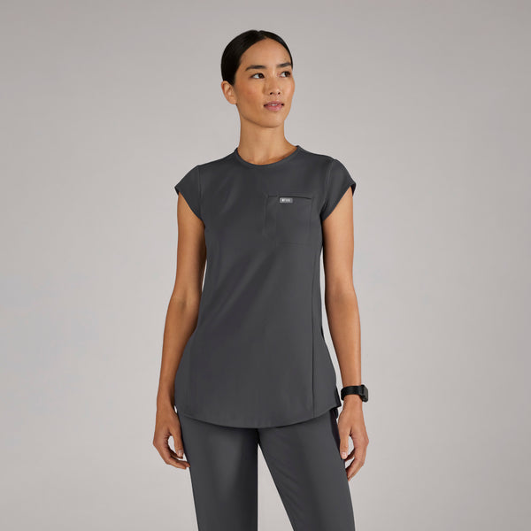 women's Charcoal Alma FORMx Slim Crewneck Tunic - Scrub Top™