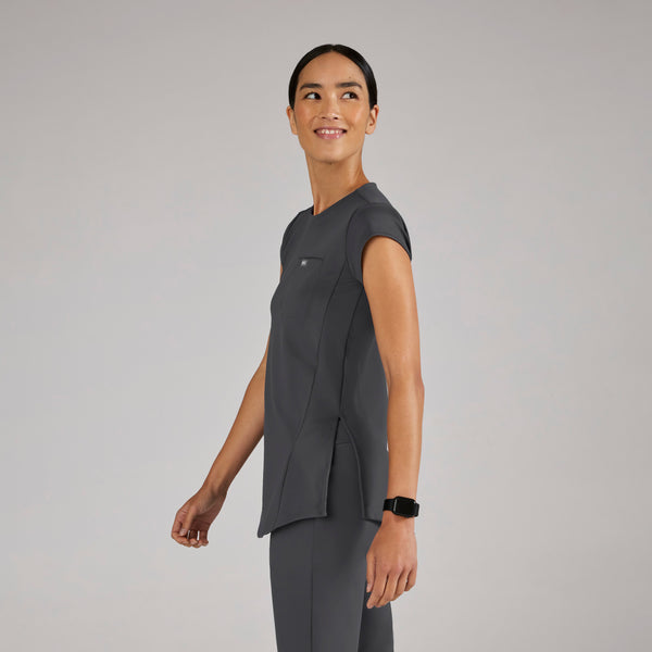 women's Charcoal Alma FORMx Slim Crewneck Tunic - Scrub Top™