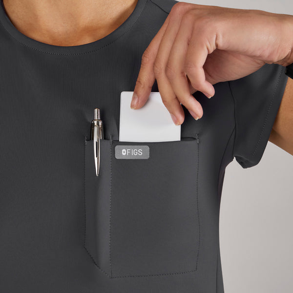 women's Charcoal Alma FORMx Slim Crewneck Tunic - Scrub Top™