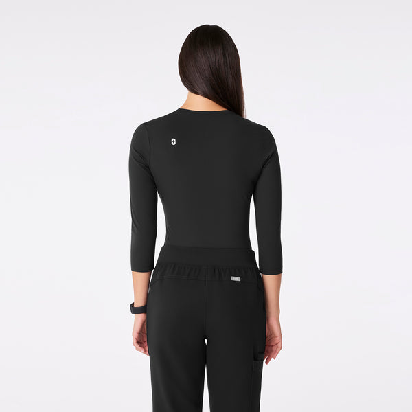 women's Black Ribbed - ¾ Sleeve Underscrub