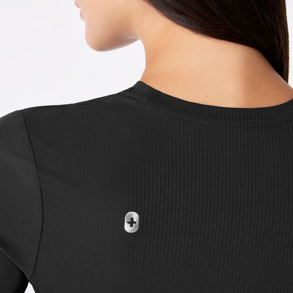 women's Black Ribbed - ¾ Sleeve Underscrub