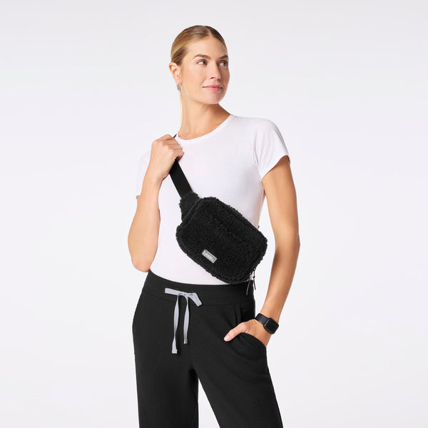 Black High Pile Belt Bag